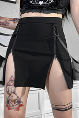 Dark Gothic Summer Slim Split Mini Skirt