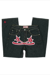 Punk Rock Y2K Print Men's Straight Denim Pants