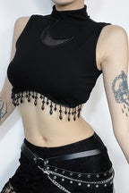 Moon Chain High Neck Crop Top