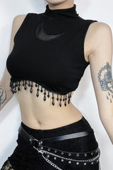 Moon Chain High Neck Crop Top