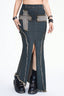 Cross Patch Split Denim Skirts
