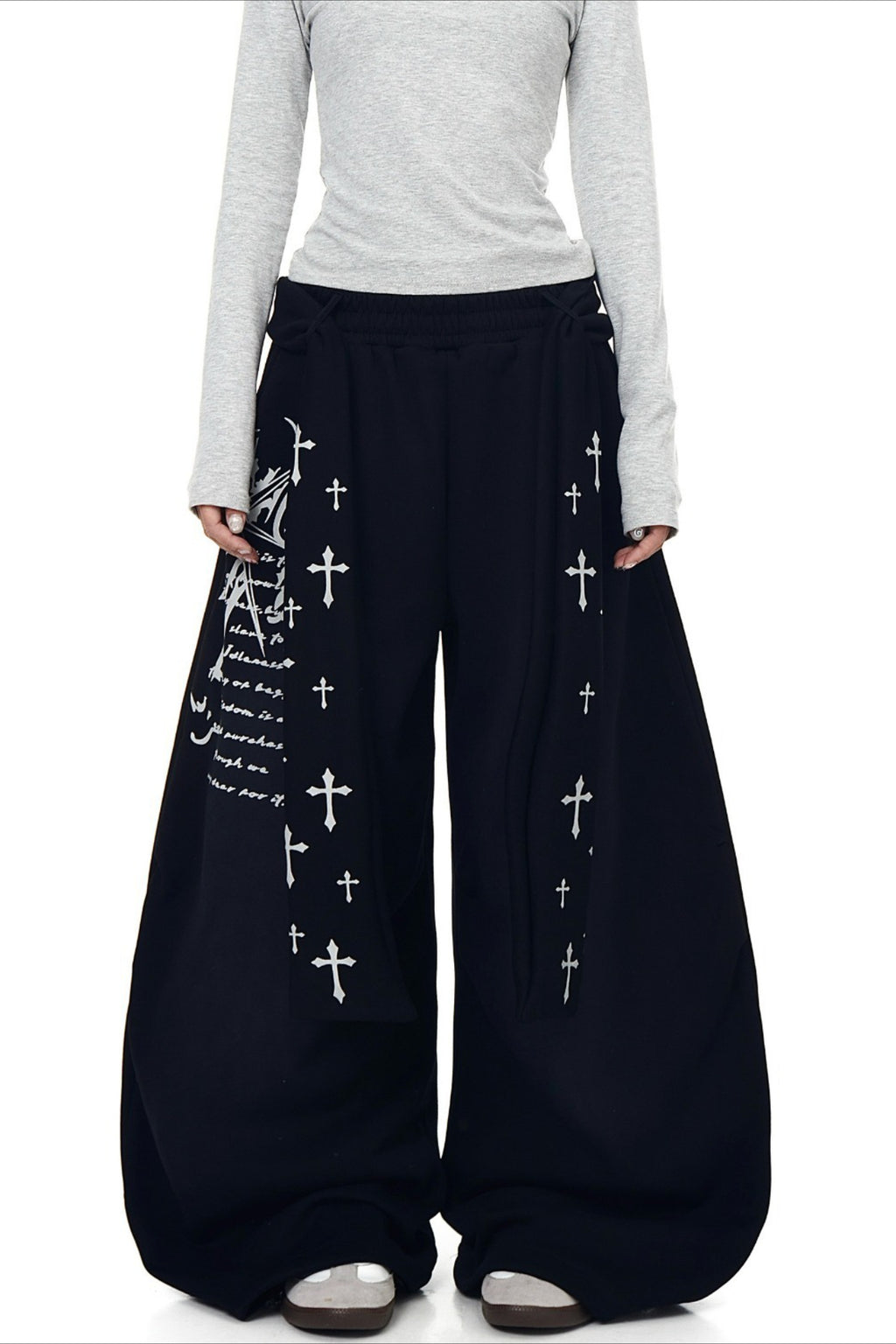 Punk Gradient Cross Fleece Wide Pants