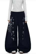 Punk Gradient Cross Fleece Wide Pants