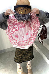 Y2K Kitty Color-Blocking Knit Sweater