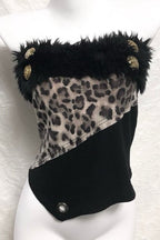 Fuzzy Leopard Patchwork Tube Top
