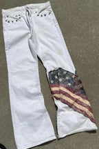 American Flag Patch Flare Jeans