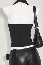 Street Gothic Solid Color Unique Halter Top