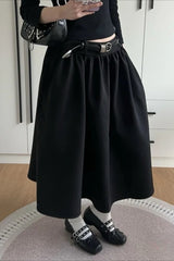 Dark Elegant Low-Waist Elastic Puff Skirt