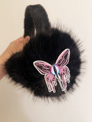 Dark Y2K Punk Butterfly Fuzzy Earmuff