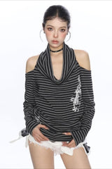 Spicy Cross Stripe Halterneck Knit Top