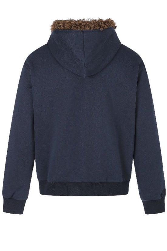 Flag Graphic Fluffy Trim Hoodies