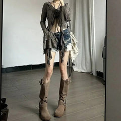 Vintage Cropped Mesh Top