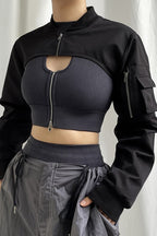 Ultra Cropped Utility Zip Jackets