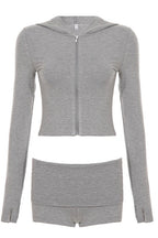Cropped Zip Hoodie Shorts Sets