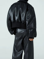Short Thick PU Leather Jacket
