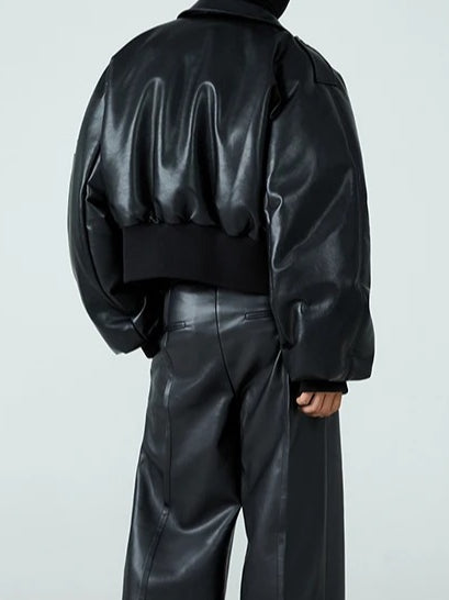 Short Thick PU Leather Jacket