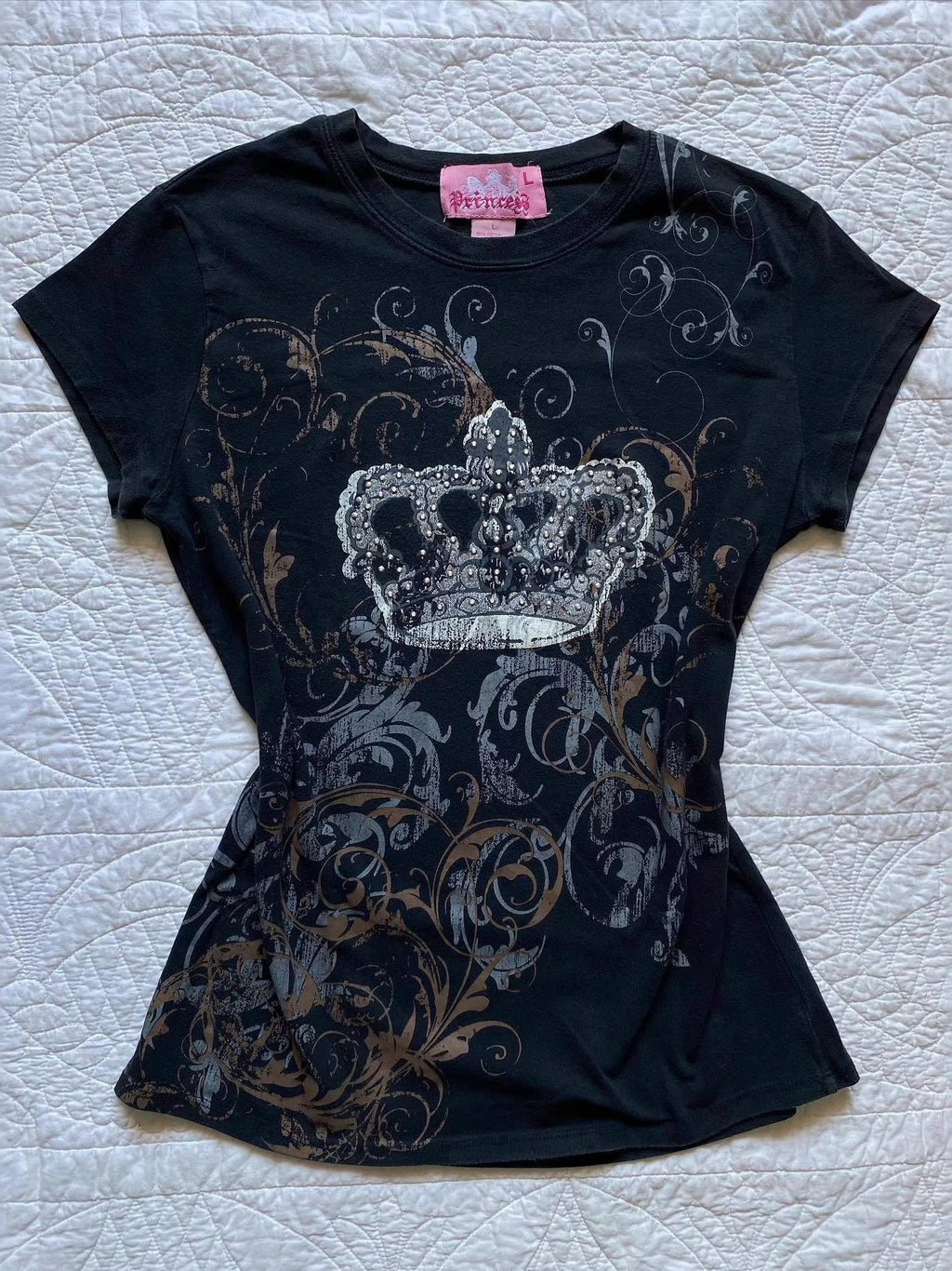 Y2K Print Rhinestone T-Shirt
