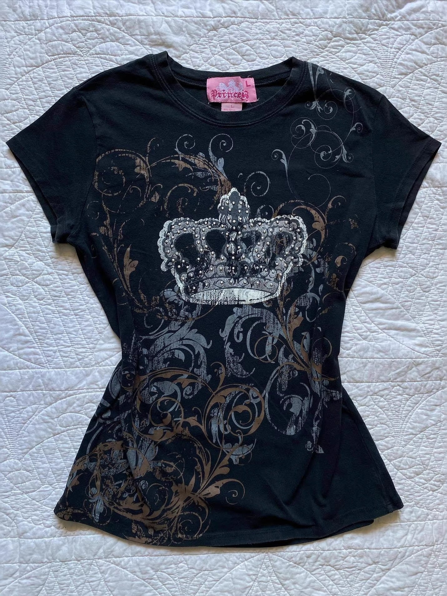 Y2K Print Rhinestone T-Shirt