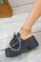 Lace-Up Chain Platform Slides