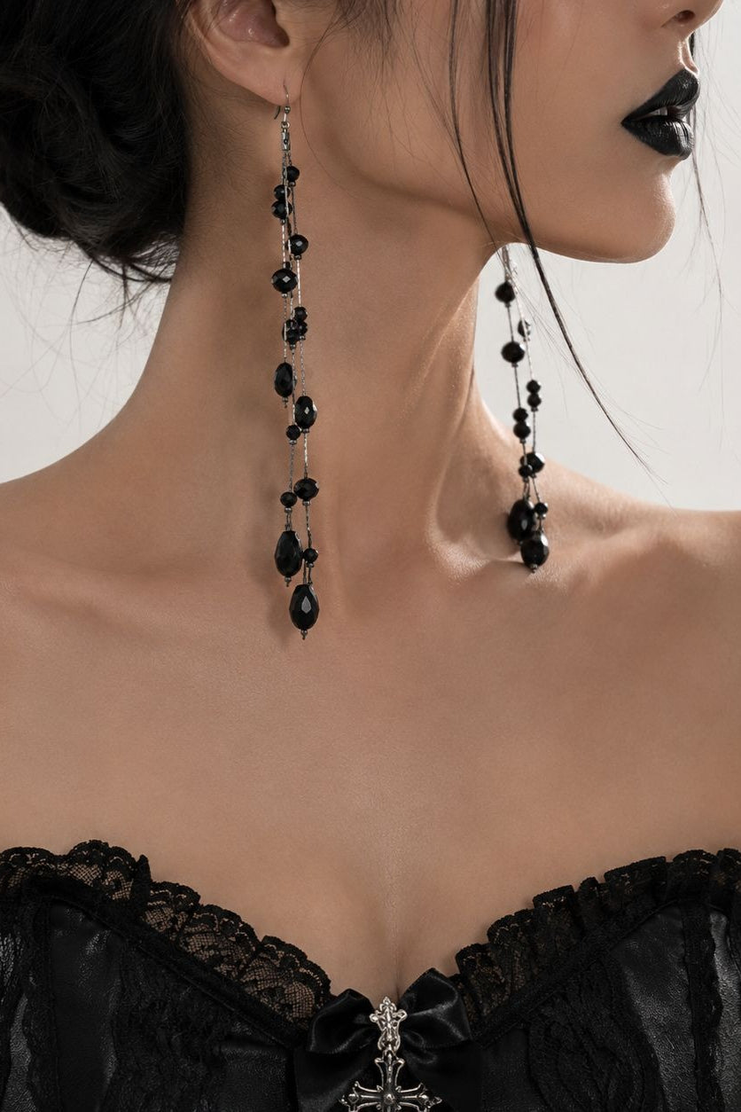 Long Beaded Chain Drop Earrings