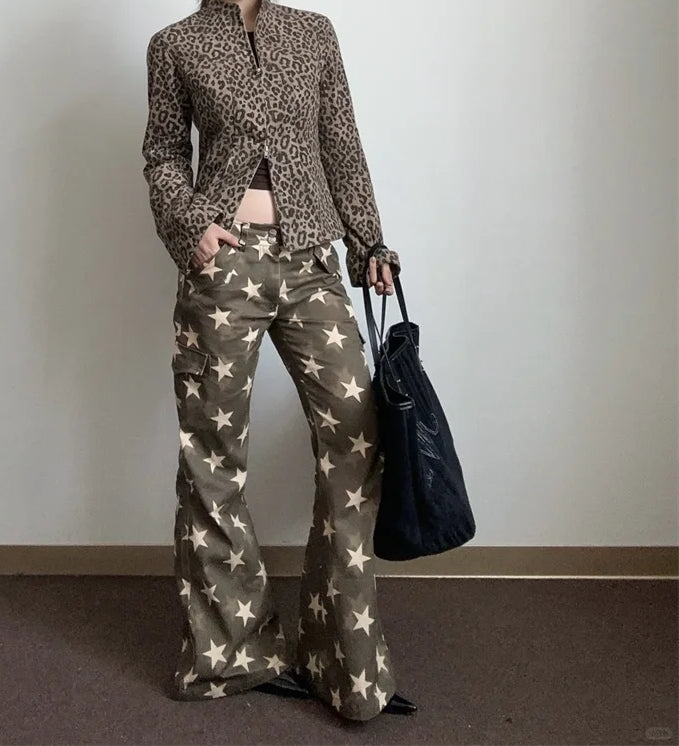 Brown Gothic Y2K Flare Star Pant Secondary image