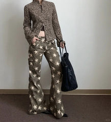 Brown Gothic Y2K Flare Star Pant
