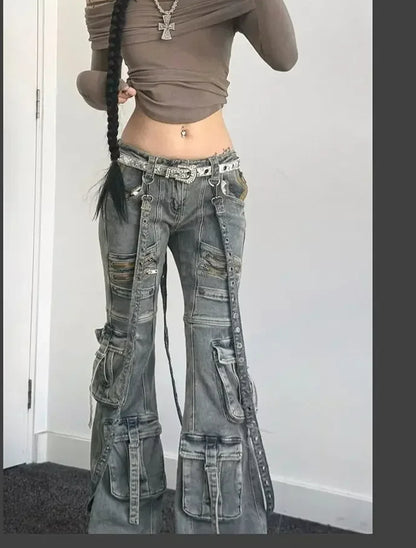 Slim Fit Gothic Lace-up Vintage Pant