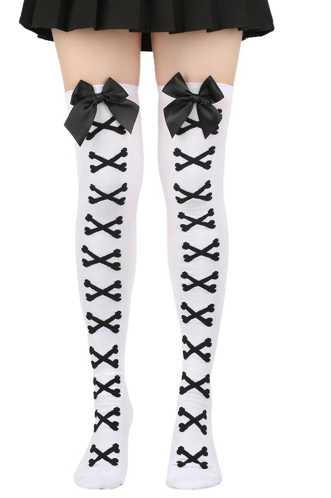 Bow Crossbones Over Knee Socks Secondary image