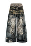 Printed Patchwork Denim Pants