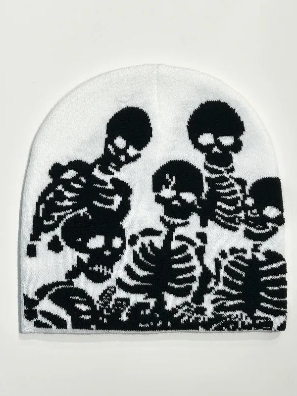 Unisex Skull Pattern Cold Weather Jacquard Hat Secondary image