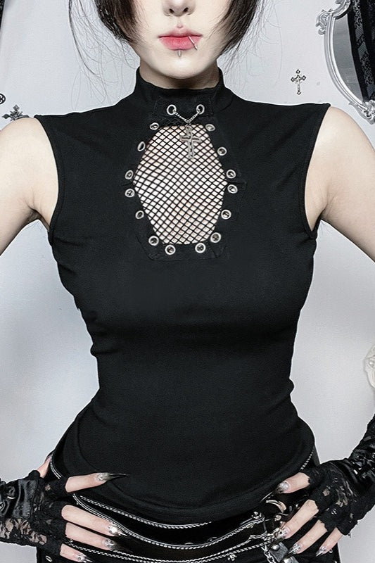 Gothic Coffin Fishnet Tank Top Secondary image