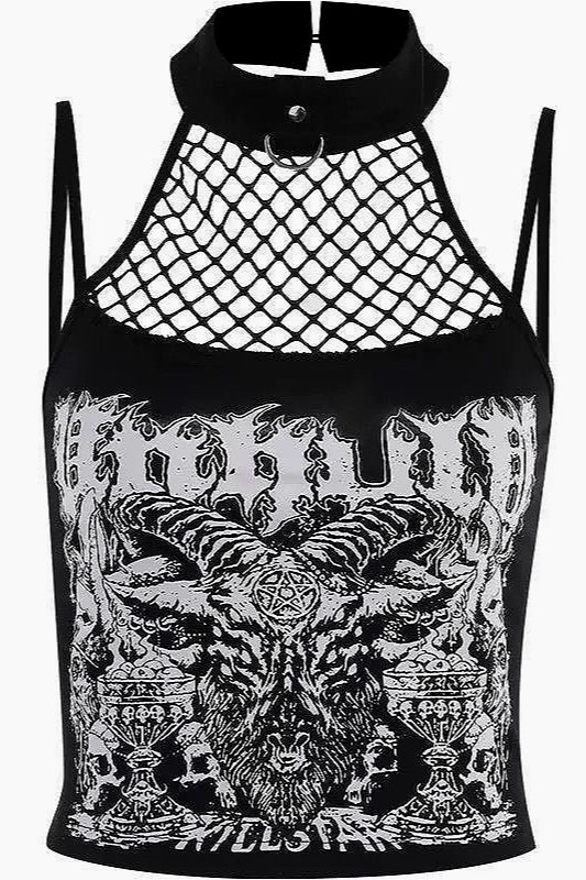 Dark Gothic Fishnet Print Cami