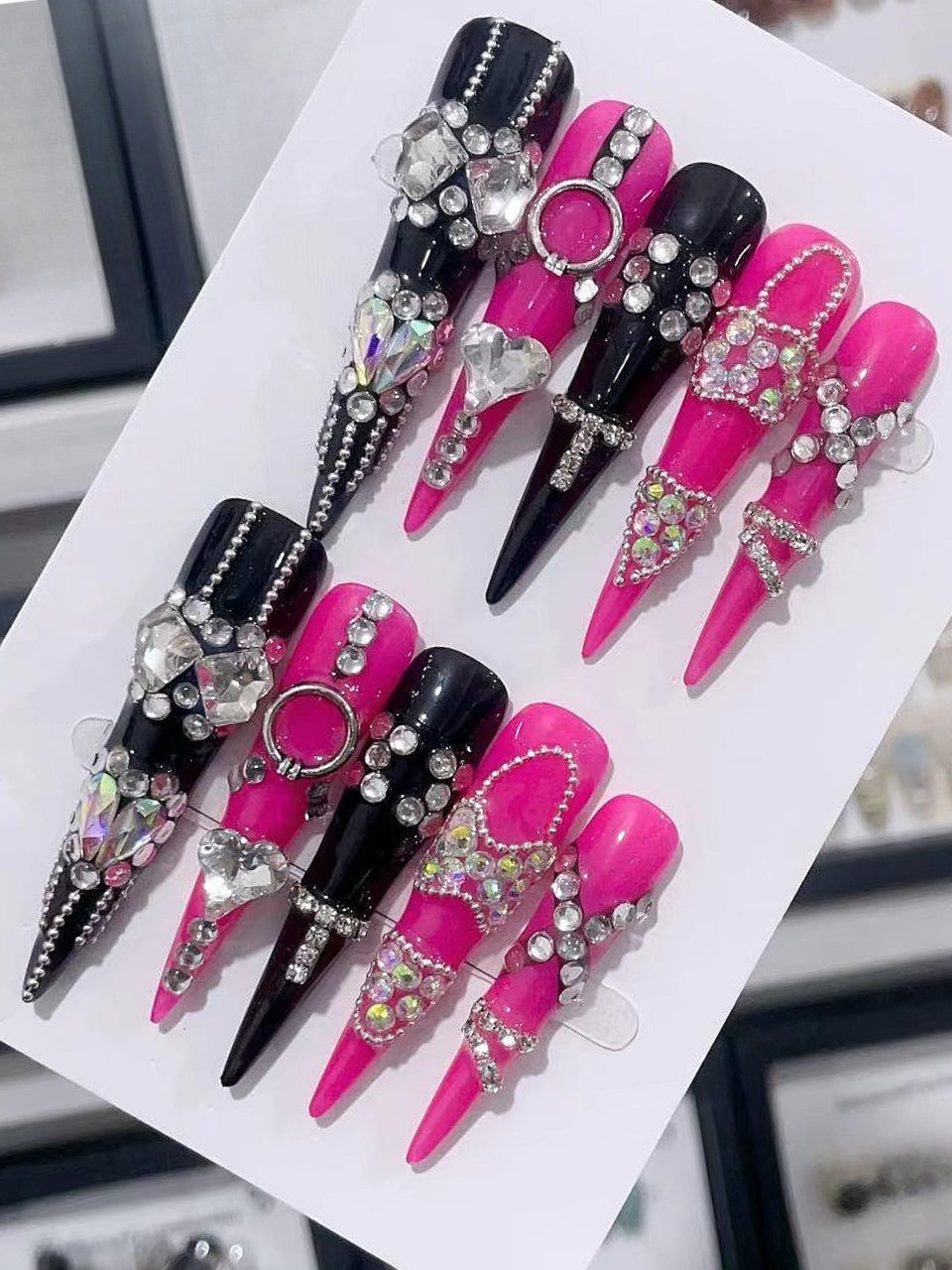 Punk Rhinestone Press On Nails