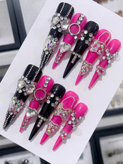 Punk Rhinestone Press-On Nails