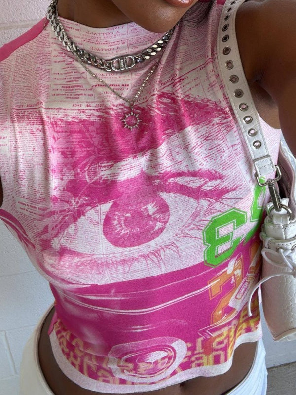 Y2K Street Niche Print Crop Top