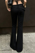 Stud Trim Foldover Waist Flare Pants