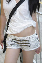 High Waist Patchwork Denim Shorts