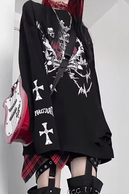 Punk Gothic Print Knit Top Secondary image