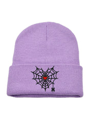 Gothic Spider Web Heart Knit Hat