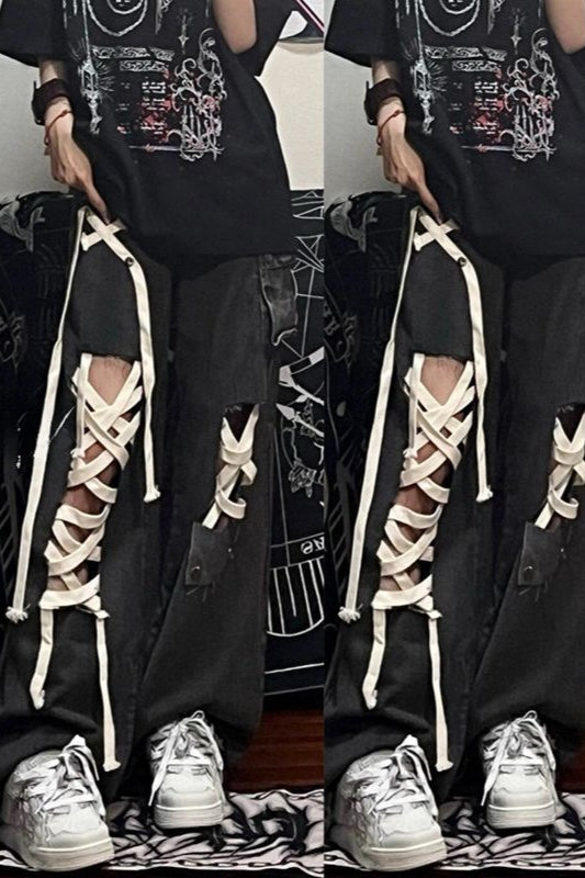 Punk Street Distressed Denim Pants Secondary image