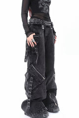 Street Multi-Pocket Loose Women's Denim Pants