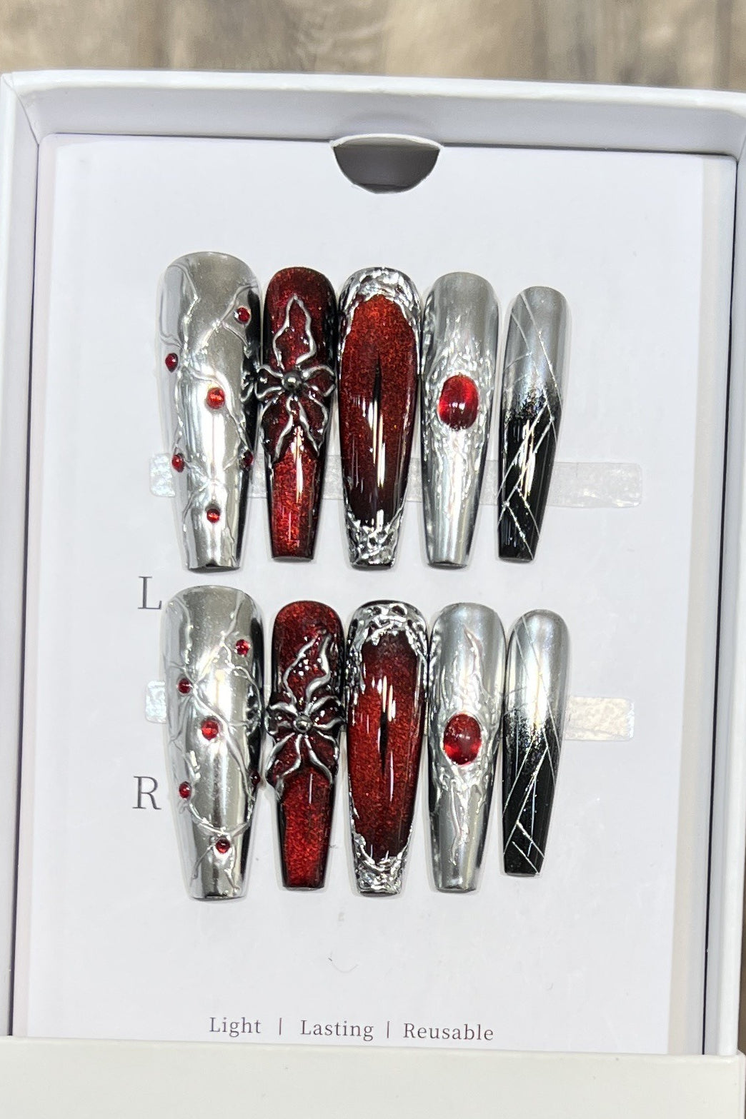 Gothic Blood Red Polka Dot Press On Nails