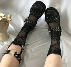 Studded Gothic Leather Platform Sneaker