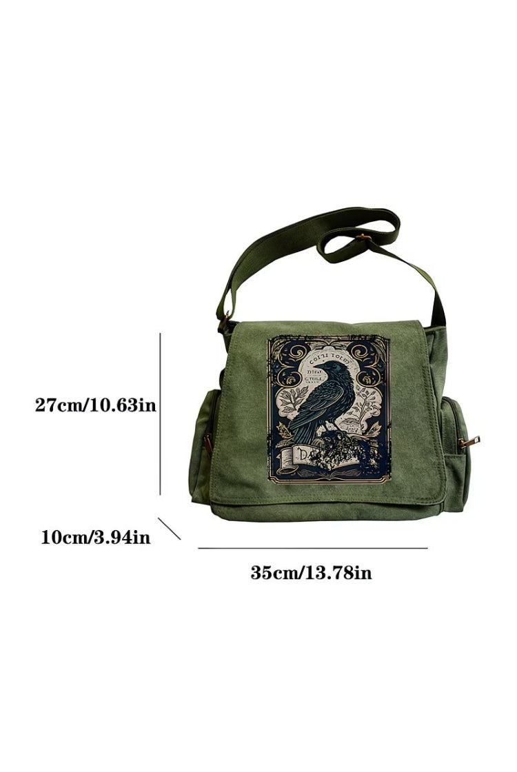 Raven Graphic Flap Messenger Bags