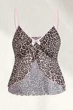 Pink Leopard Bow Decor Cami
