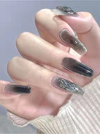 Black Gradient Glitter Press On Nails