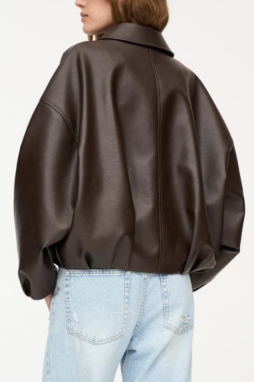 Belted Faux Leather Bomber Jackets