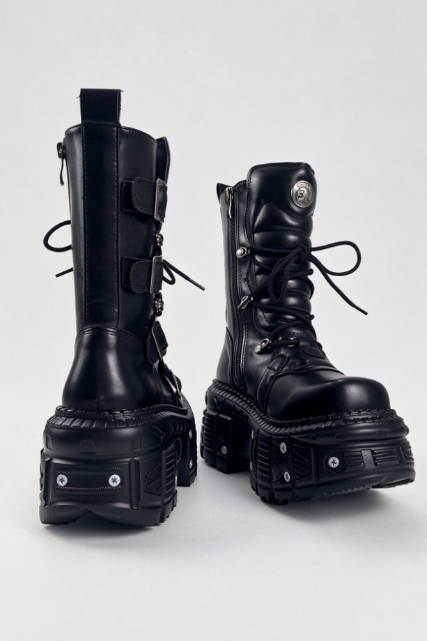 Metal Detail Lace Up Platform Boots