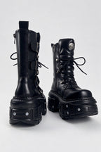Metal Detail Lace Up Platform Boots