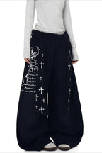 Punk Gradient Cross Fleece Wide Pants